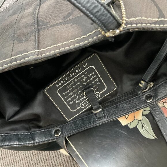Y2K Coach Jacquard Signature Shoulder Handbag Purse Leather Strap One Size Black - Picture 9 of 10